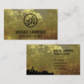 Finanzlogo | Gold Hintergrund | Skyline Visitenkarte (Vorne/Hinten)
