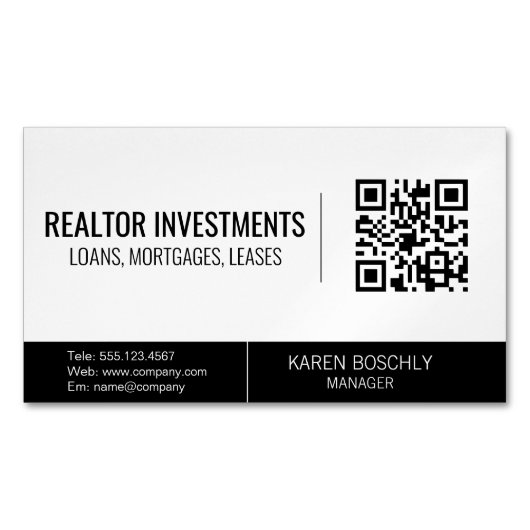 Finanzlogo | Realtor Investor | QR-Code Magnetische Visitenkarte (Vorderseite)