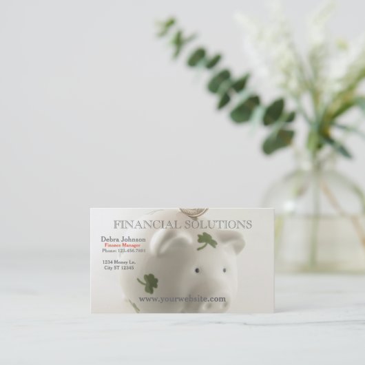 Finanzlösungs-glückliche Piggy Bank Visitenkarte (Stehend Vorderseite)