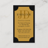 Finanzplaner-schwarzes/gelbes Goldplakette Visitenkarte (Rückseite)