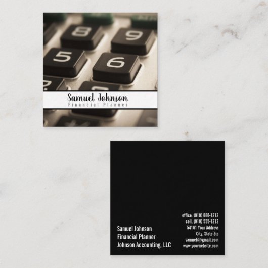 Finanzplaner Vermögensverwaltung Quadratische Visitenkarte (Vorne/Hinten)
