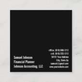 Finanzplaner Vermögensverwaltung Quadratische Visitenkarte (Rückseite)