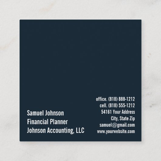 Finanzplaner Vermögensverwaltung Quadratische Visitenkarte (Rückseite)