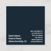 Finanzplaner Vermögensverwaltung Quadratische Visitenkarte (Rückseite)