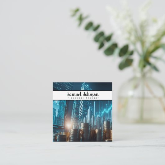 Finanzplaner Vermögensverwaltung Quadratische Visitenkarte (Stehend Vorderseite)