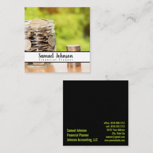 Finanzplaner Vermögensverwaltung Quadratische Visitenkarte (Vorne/Hinten)