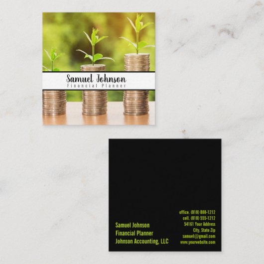 Finanzplaner Vermögensverwaltung Quadratische Visitenkarte (Vorne/Hinten)