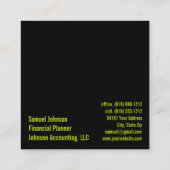 Finanzplaner Vermögensverwaltung Quadratische Visitenkarte (Rückseite)