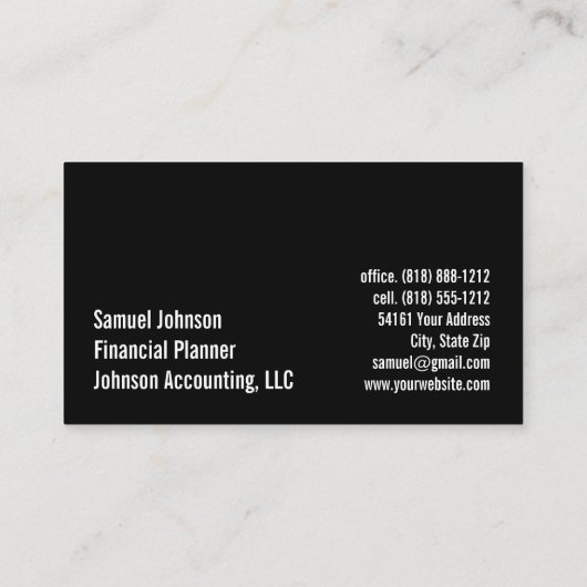 Finanzplaner Vermögensverwaltung Visitenkarte (Rückseite)