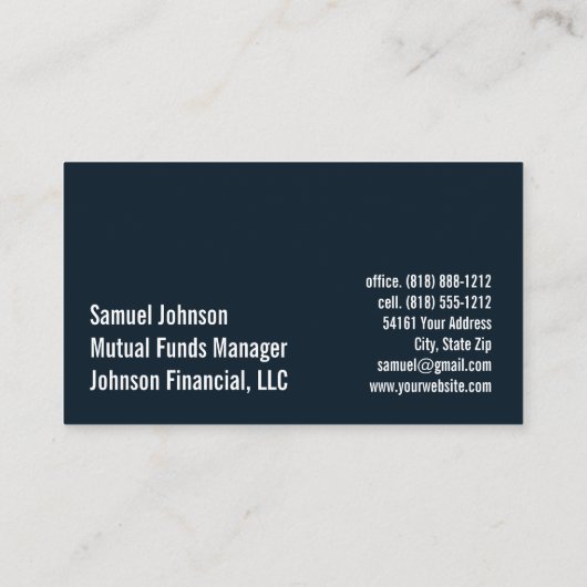 Finanzplaner Vermögensverwaltung Visitenkarte (Rückseite)