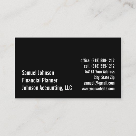 Finanzplaner Vermögensverwaltung Visitenkarte (Rückseite)