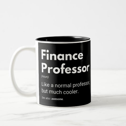 Finanzprofessor Funny Teachers Definition Zweifarbige Tasse (Links)