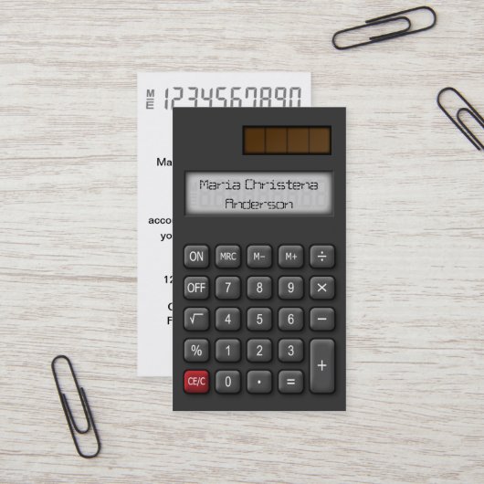 Finanztaschenrechner-Visitenkarte (Schwarzes) Visitenkarte (Vorderseite/Rückseite Beispiel)