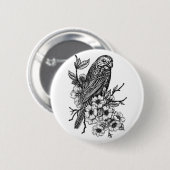 Finch auf Kirschzweig Button (Vorne & Hinten)