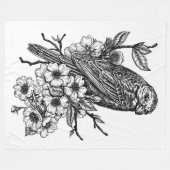 Finch auf Kirschzweig Fleecedecke (Vorderseite (Horizontal))