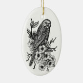 Finch auf Kirschzweig Keramik Ornament (Rechts)