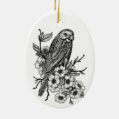 Finch auf Kirschzweig Keramik Ornament (Hinten)