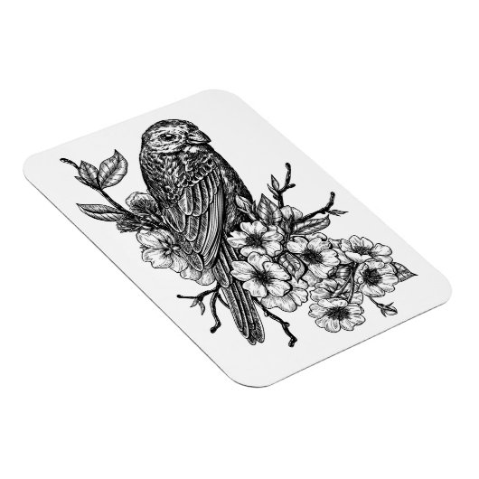 Finch auf Kirschzweig Magnet (Rechte Seite)