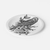 Finch auf Kirschzweig Pappteller (Schrägansicht)