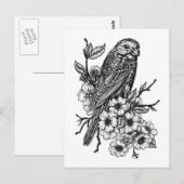Finch auf Kirschzweig Postkarte (Vorne/Hinten)