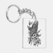 Finch auf Kirschzweig Schlüsselanhänger (Vorderseite links)