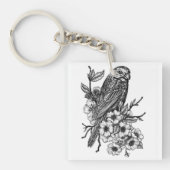 Finch auf Kirschzweig Schlüsselanhänger (Vorderseite)