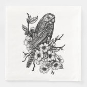 Finch auf Kirschzweig Serviette (Vorderseite)