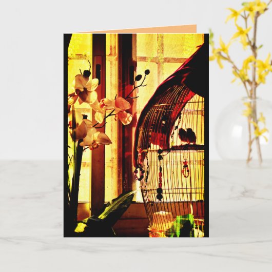 Finch-Liebe Karte (Gelbe Blume)