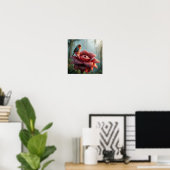 Finch on Giant Jungle Flower in Moody Tropical Poster (Heimbüro)