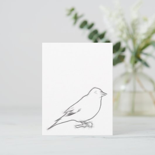 Finch-Sketch Postkarte (Stehend Vorderseite)