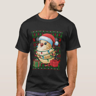Finches Bird Xmas Lights Ugly Weihnachtsmannmütze  T-Shirt