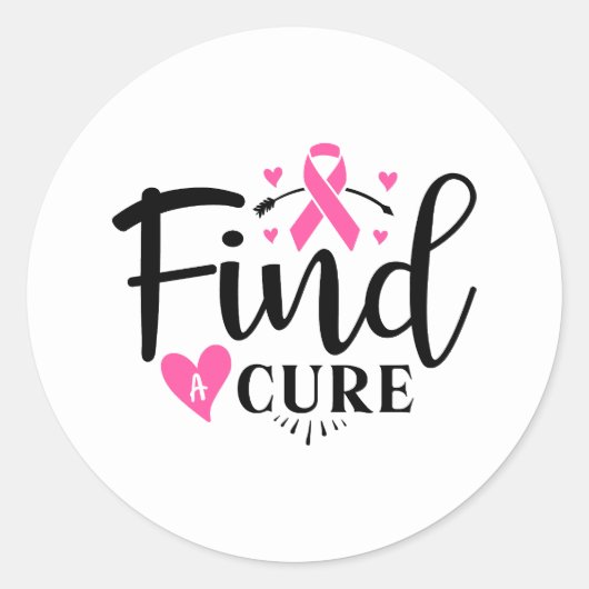 Find A Cure Breast Cancer Awareness Runder Aufkleber (Vorderseite)