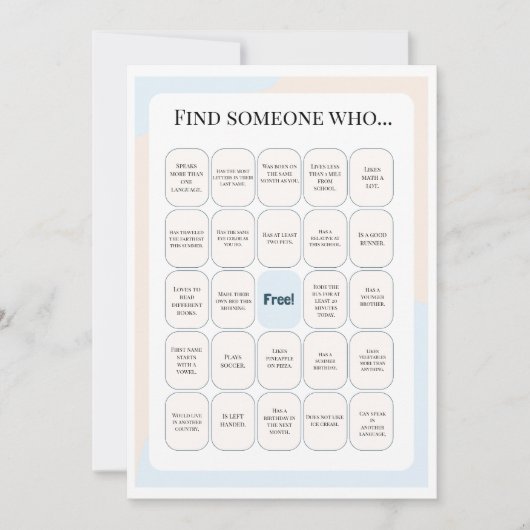 Find Someone Who Classroom Bingo Activity Einladung (Vorderseite)