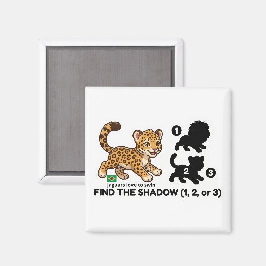 Find The Shadow: Cute Jaguar Brazil Animal Game Magnet (Vorderseite/Rückseite)