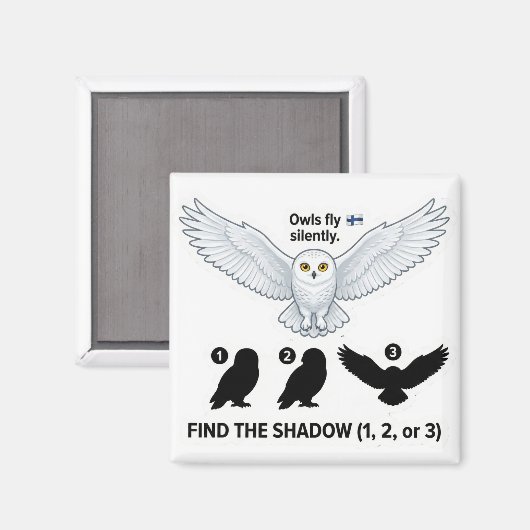 Find the Shadow – Snowy Owl Learning Magnet (Vorderseite/Rückseite)