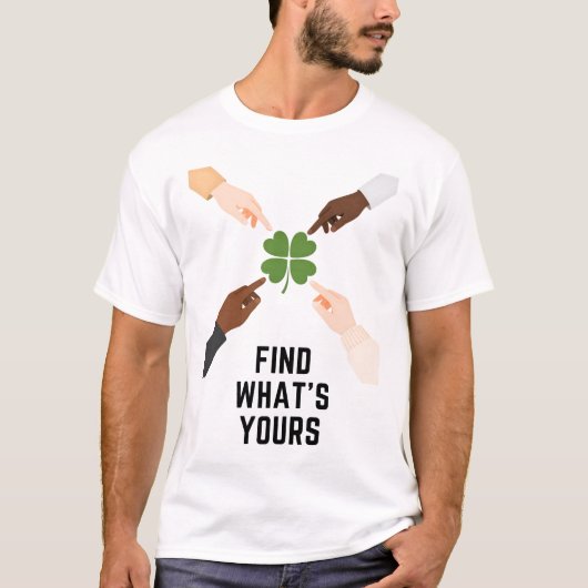 Find Whats Yours Minimal Lucky Clover Mens T Shirt (Vorderseite)