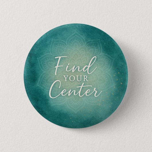 Find Your Center Mandala Watercolor Spiritual Button (Vorderseite)