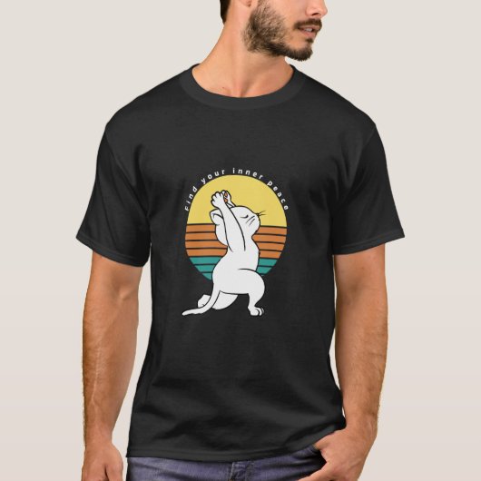Find Your Inner Peace Retro Yoga Cat Present 1 T-Shirt (Vorderseite)