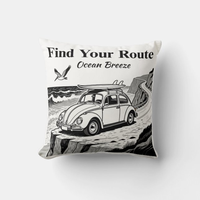 Find Your Route Vintage Surf Bug Graphic Kissen (Vorderseite)