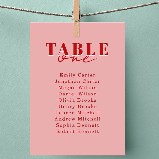 FIND YOUR SEAT! Blush Red Bold Font Wedding Einladung