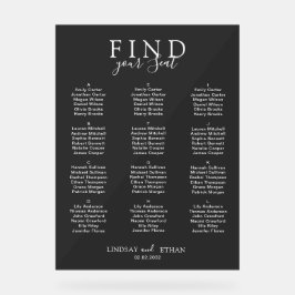 Find Your Seat! Elegant Black Transparent Wedding Acrylschild