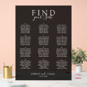 Find Your Seat! Elegant Black Transparent Wedding Acrylschild (Hochzeit)