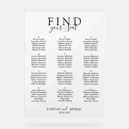 Find Your Seat! Elegant White Transparent Wedding Acrylschild
