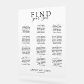 Find Your Seat! Elegant White Transparent Wedding Acrylschild (Winkel)