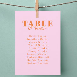 FIND YOUR SEAT! Pink Orange Bold Font Wedding Einladung