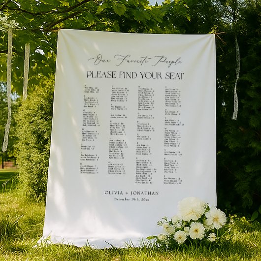 Find Your Seat Wedding Seating Chart  Fabric Wandteppich