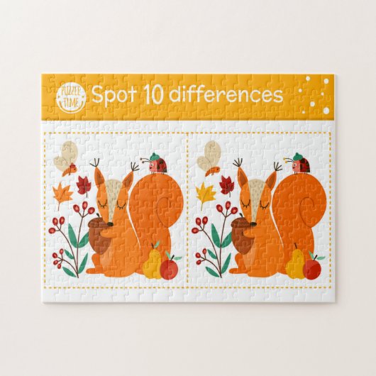 Finde 10 Unterschiede Eichhörnchen Schmetterling M Puzzle (Horizontal)