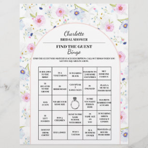 Finde das Gast-Brautjunggesellinnen-Bingo Floral Flyer