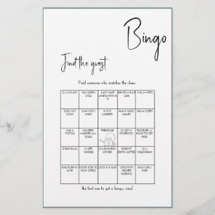 Finde das Guest Bingo Brautparty-Spiel Flyer