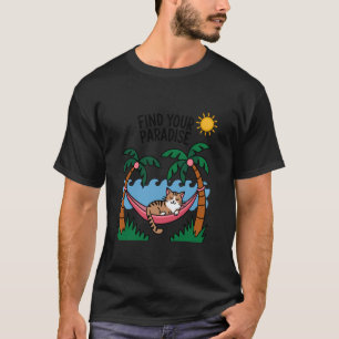 Finde dein Paradies: Entspannende Katze in der Hän T-Shirt